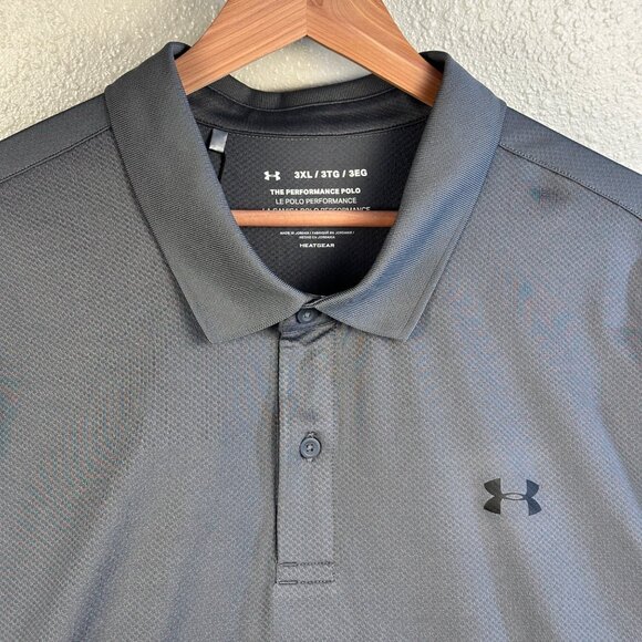 Under Armour Mens Gray 3XL Performance Polo Shirt HeatGear Loose Fit Stretch NWT - Picture 10 of 13